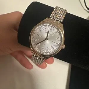 Swiss Made, Pavé, Metal bracelet, Rose gold tone/Not Used Rose Gold Mother of Pearl Bangle – Pavé Elegance main image 3